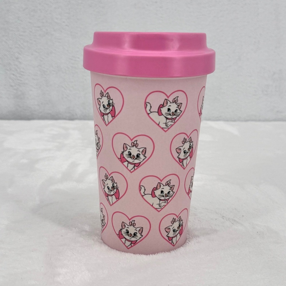 Disney The Aristocats Marie Reusable Bamboo Fiber Travel Mug Pink Lid 16 Ounces
